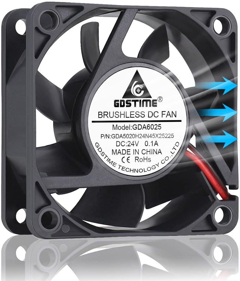 GDSTIME 60mm x 60mm x 25mm 6cm 2 Wire Dc 24v Brushless Cooling Fan - Image 4